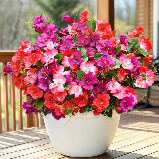 Yastouay Artificial Flowers for Outdoors, 6 Bundles Realistic Fake Outdoor Hibiscus Flowers, UV Resistant Artificial Outdoor Flowers, Fake Flowers for Front Porch Patio Outdoor Spring Decor