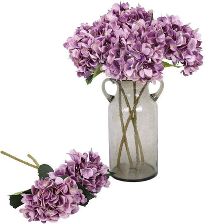 Blue Hydrangea Artificial Flowers 6Pcs Faux Hydrangea Flowers, Fake Flowers for Table Centerpiece, Blue Silk Hydrangea Flowers with Stems for Home Wedding Party Decor