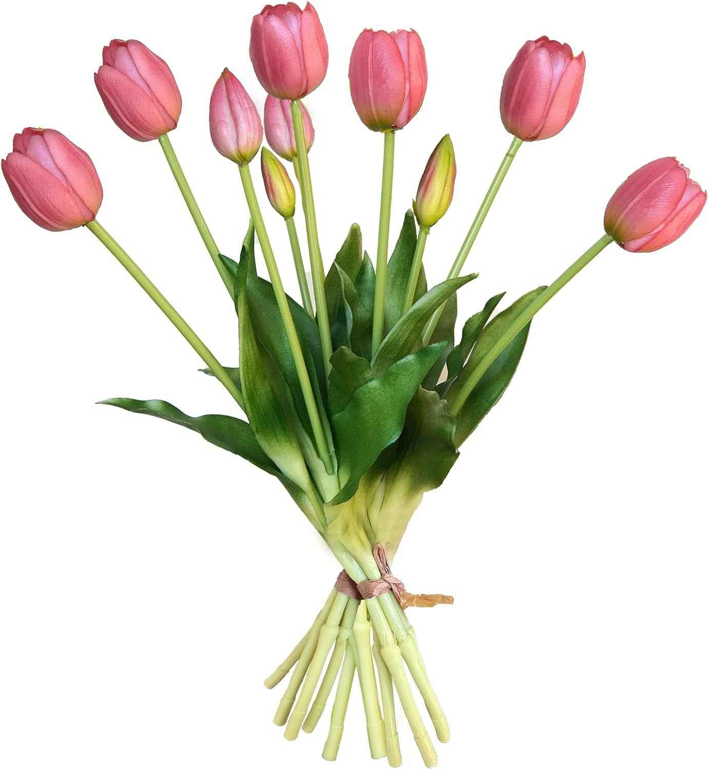 10 Pcs Fake Tulips Tulips Artificial Flowers Real Touch Fake Flowers Artificial Flower Bouquet for Home Table Party Wedding Decoration(Light Pink)
