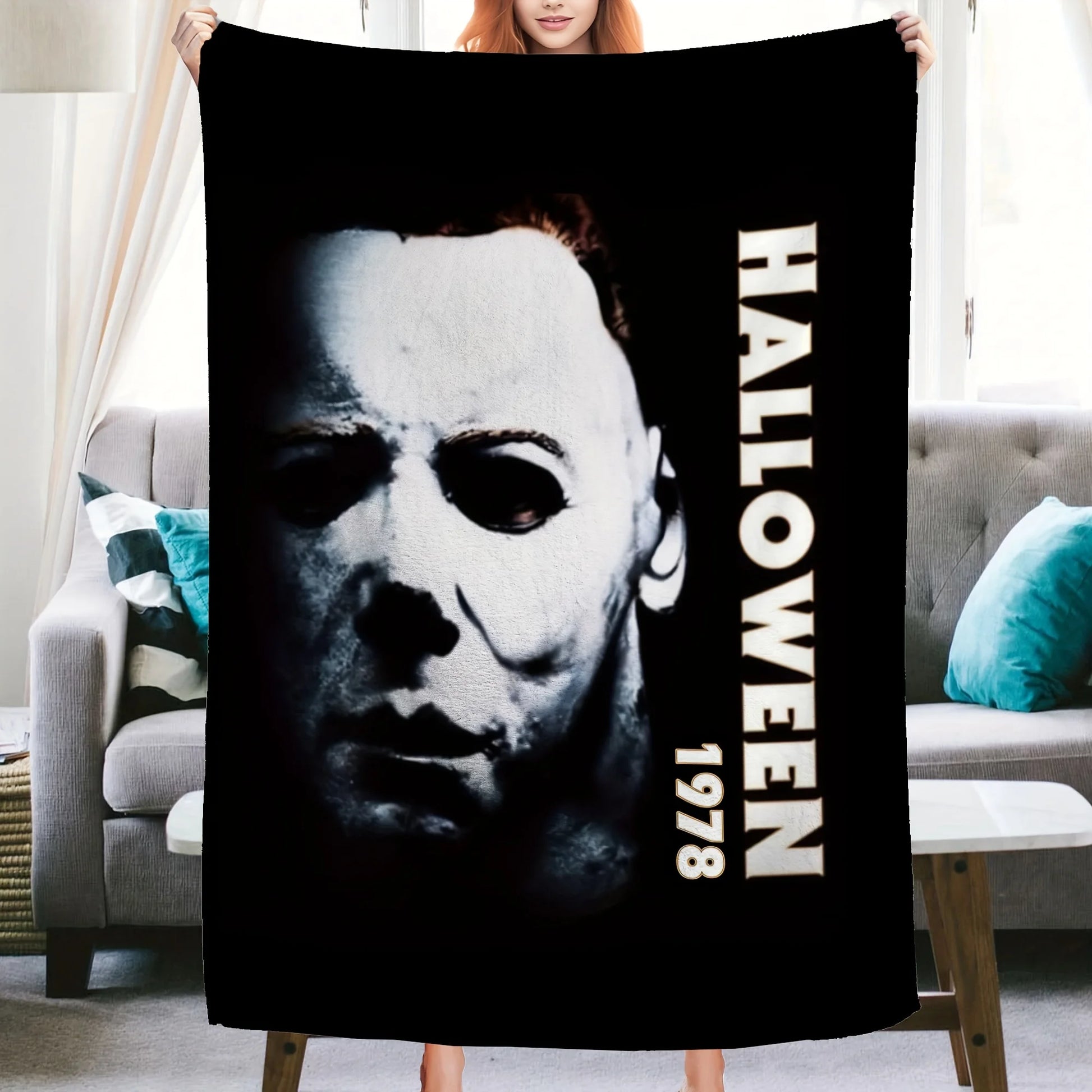 Horror Movie Halloween Character Cover Blanket, Halloween Blanket - for Sofa, Bed, Travel, Camping, Living Room, Office - Four S