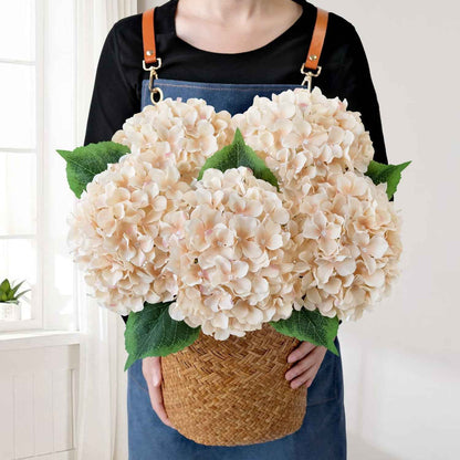 Blue Flowers Hydrangea Artificial Flowers, 5Pcs 20Inch Large Lifelike Silk Artificial Hydrangeas, Full Fake Flowers for Bouquet Table Centerpieces Wedding Indoor Home