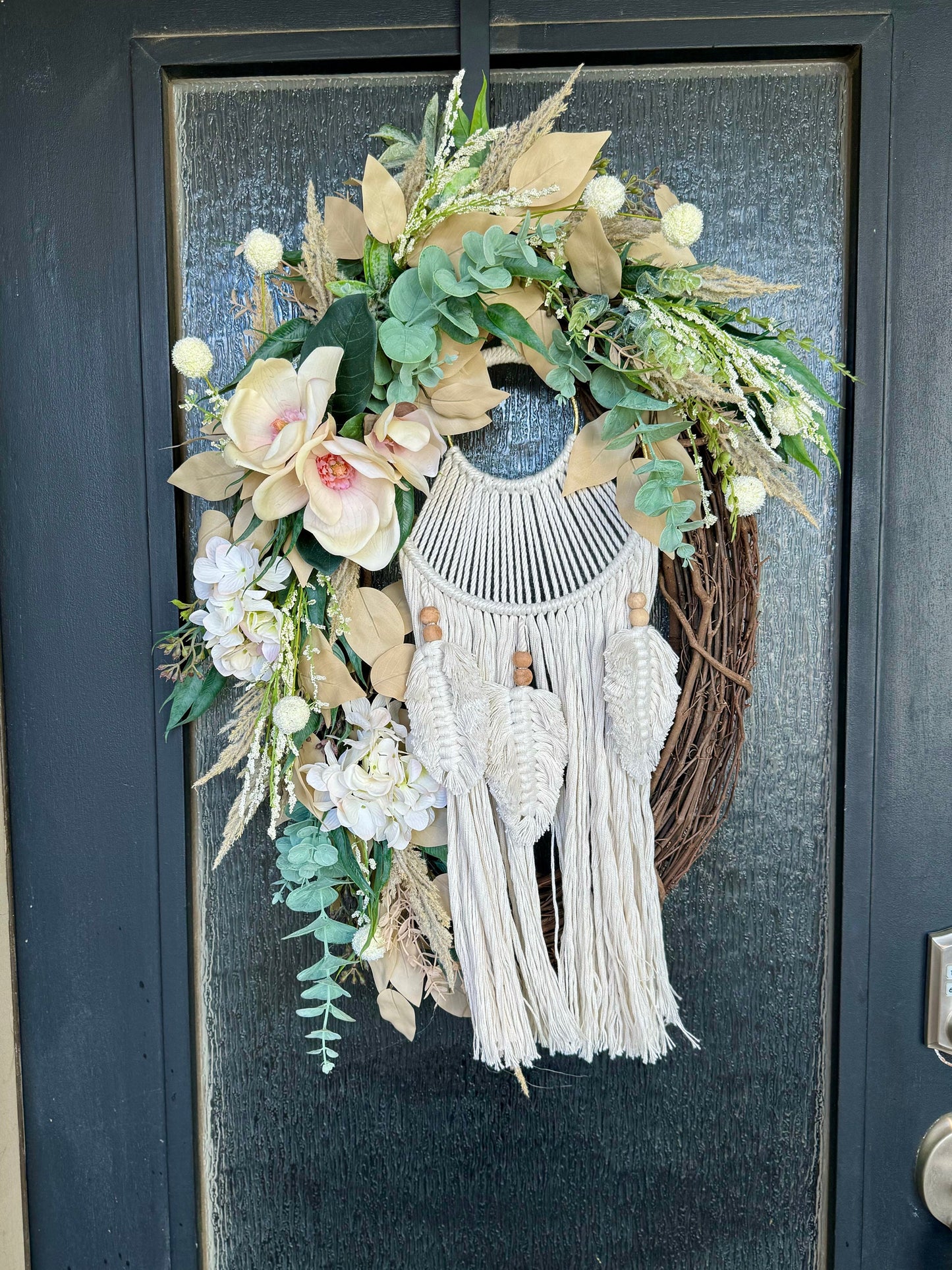 Outdoor Everyday Wreath Boho Decor Dream Catcher Cream color wreath Versatile Decor Summer Front Door Decor Home Decor Wedding wreath