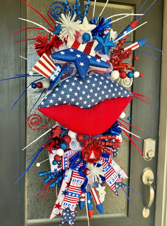 Patriotic Wreath 4th of July Wreath Red white and blue decor Red white and blue wreath XL wreath summer wreath outdoor wreath summer decor