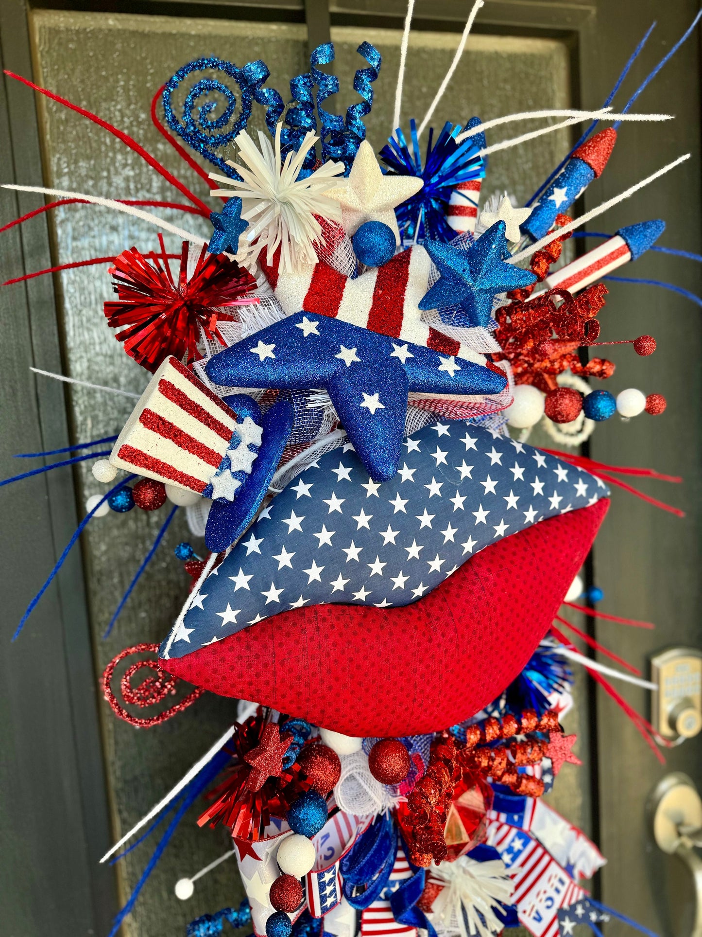 Patriotic Wreath 4th of July Wreath Red white and blue decor Red white and blue wreath XL wreath summer wreath outdoor wreath summer decor