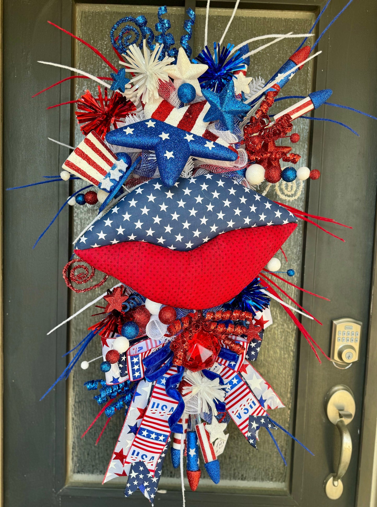 Patriotic Wreath 4th of July Wreath Red white and blue decor Red white and blue wreath XL wreath summer wreath outdoor wreath summer decor