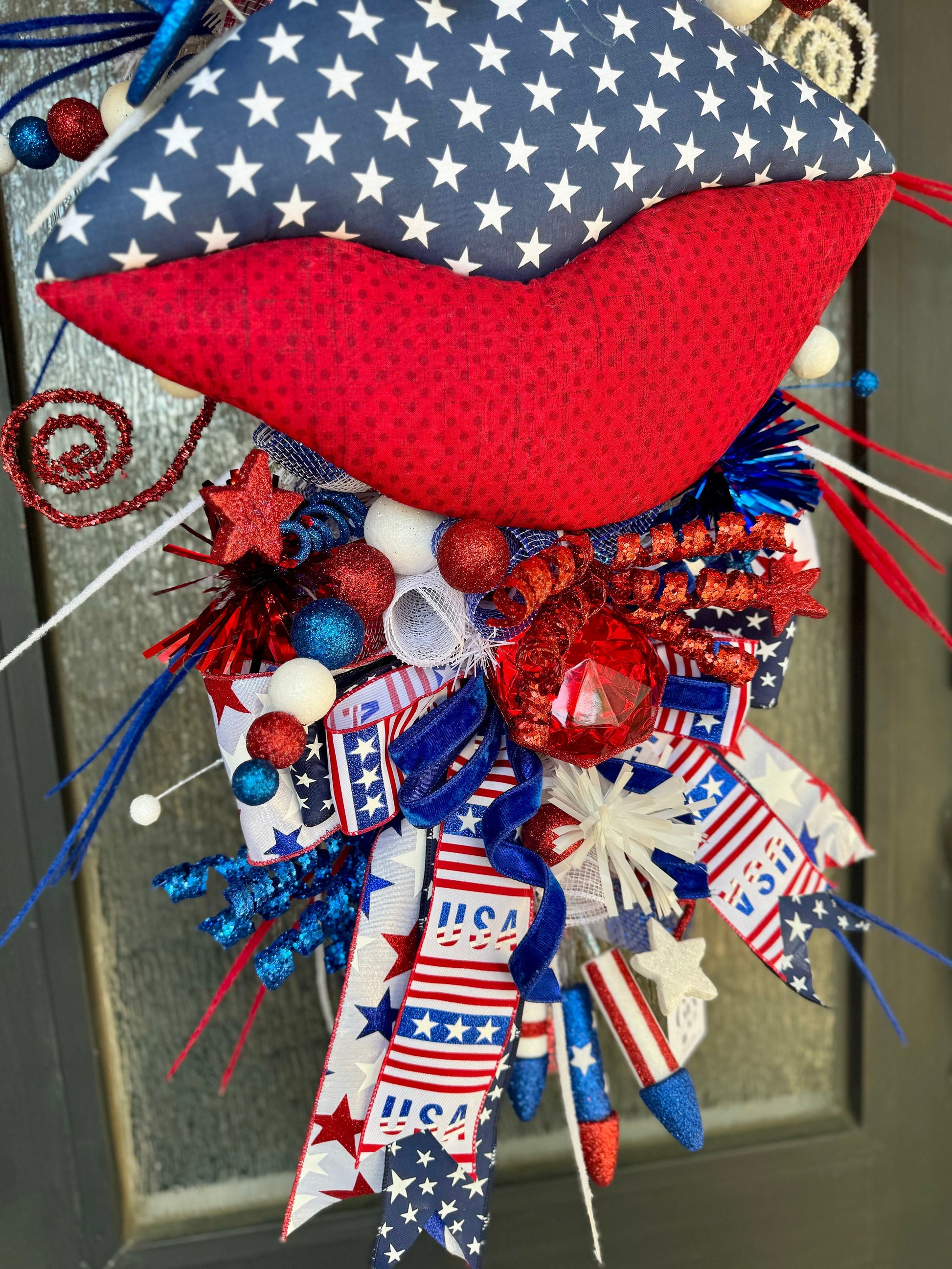 Patriotic Wreath 4th of July Wreath Red white and blue decor Red white and blue wreath XL wreath summer wreath outdoor wreath summer decor