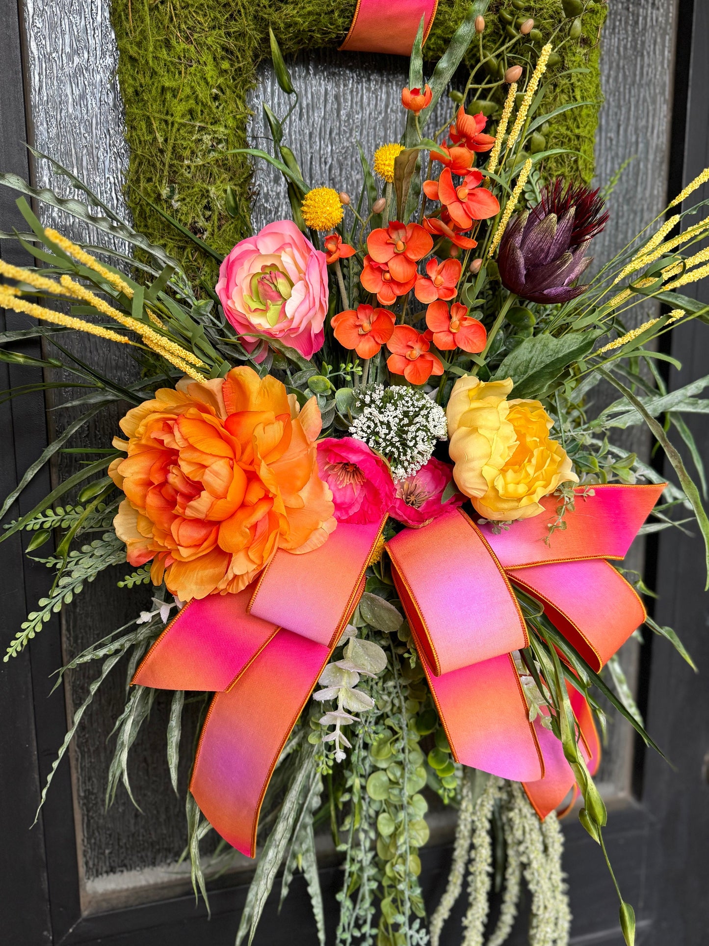 Custom Tropical Summer Wreath Made to Order Summer Front Door Decor Colorful wreath Home Decor Outdoor wreath Everyday wreath Moss wreath