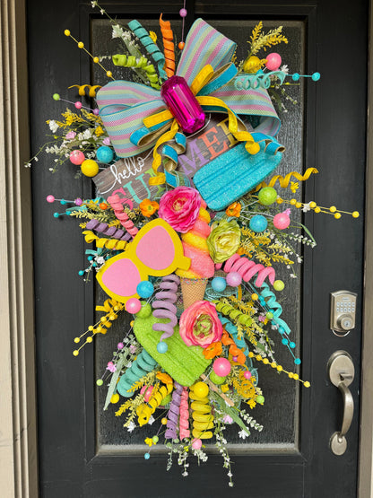 Oversized Popsicle Summer Wreath: Custom Pool Party Decor Tropical swag wreath Ice cream fun wreath