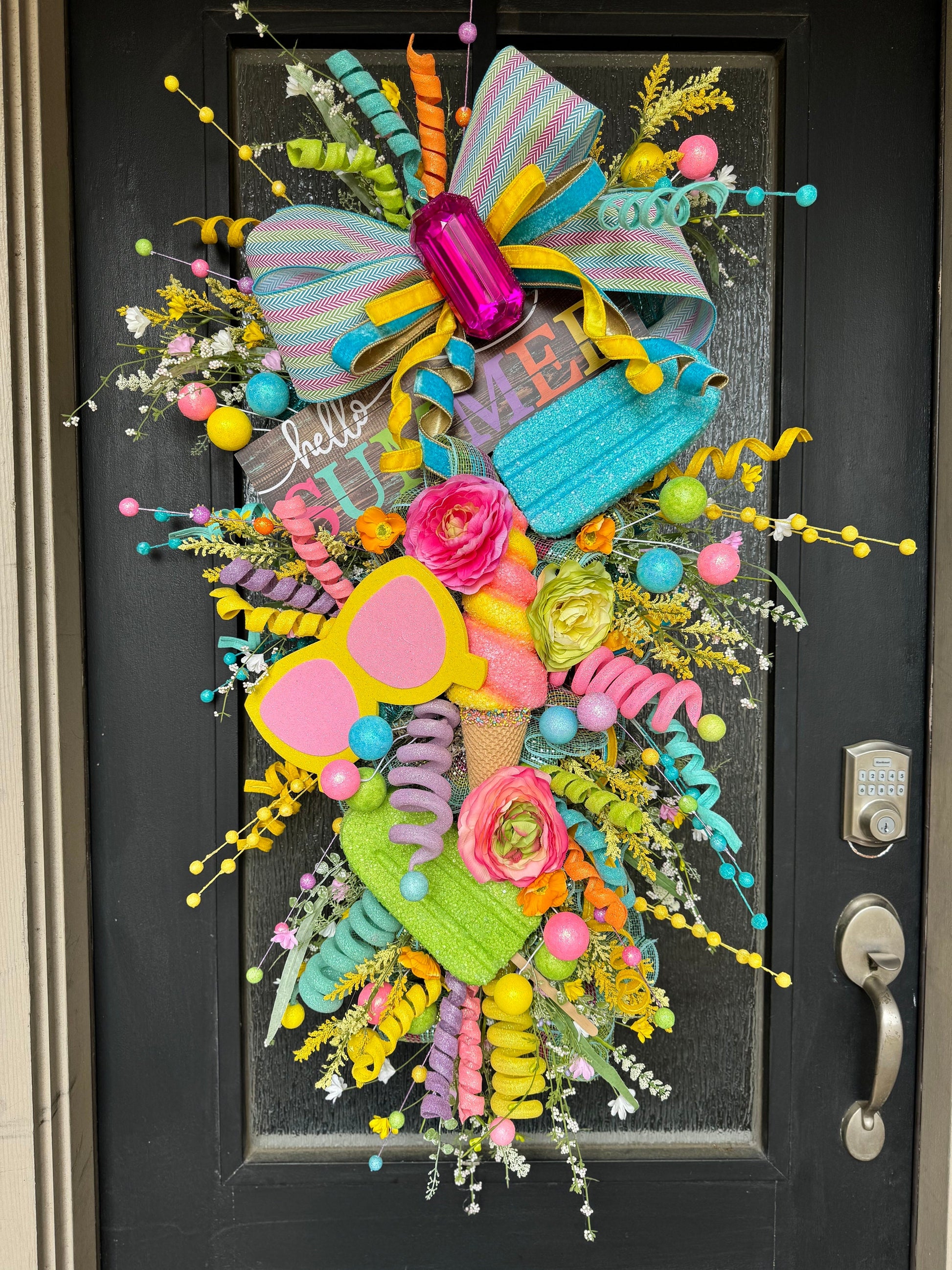 Oversized Summer Wreath Custom Front Door wreath Popsicle Ice cream Summer Party Decor Pool party decor Kids Party Decor Tropical wreath