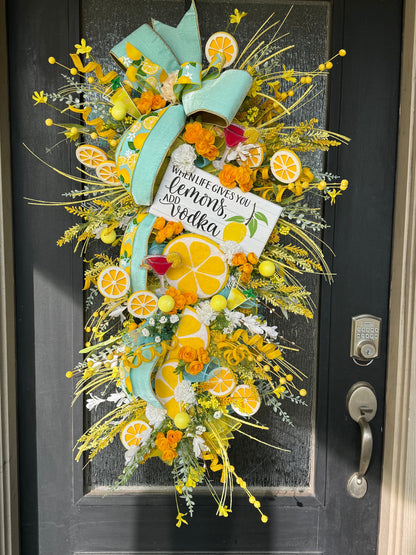 Lemon Summer Wreath XL Front Door Party Decor for Vibrant Seasonal Charm