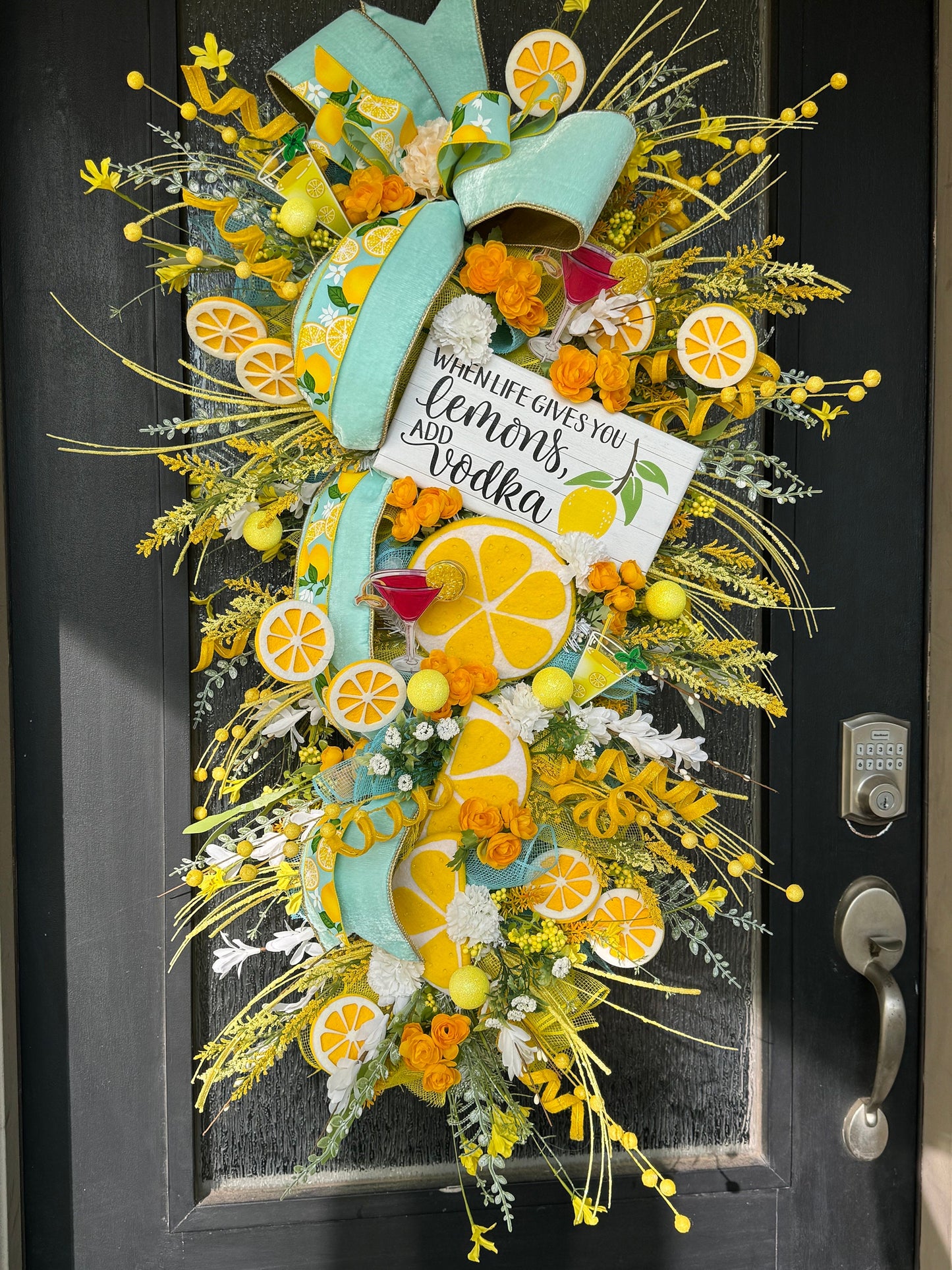 Summer Lemon Wreath Front Door wreath Lemon decor Summer Party Decor Front door decor Housewarming gift Outdoor wreath life gives you lemons