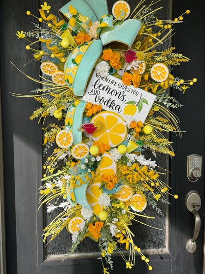 Lemon Summer Wreath XL Front Door Party Decor for Vibrant Seasonal Charm