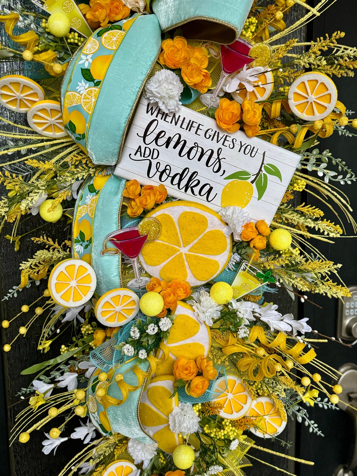 Summer Lemon Wreath Front Door wreath Lemon decor Summer Party Decor Front door decor Housewarming gift Outdoor wreath life gives you lemons