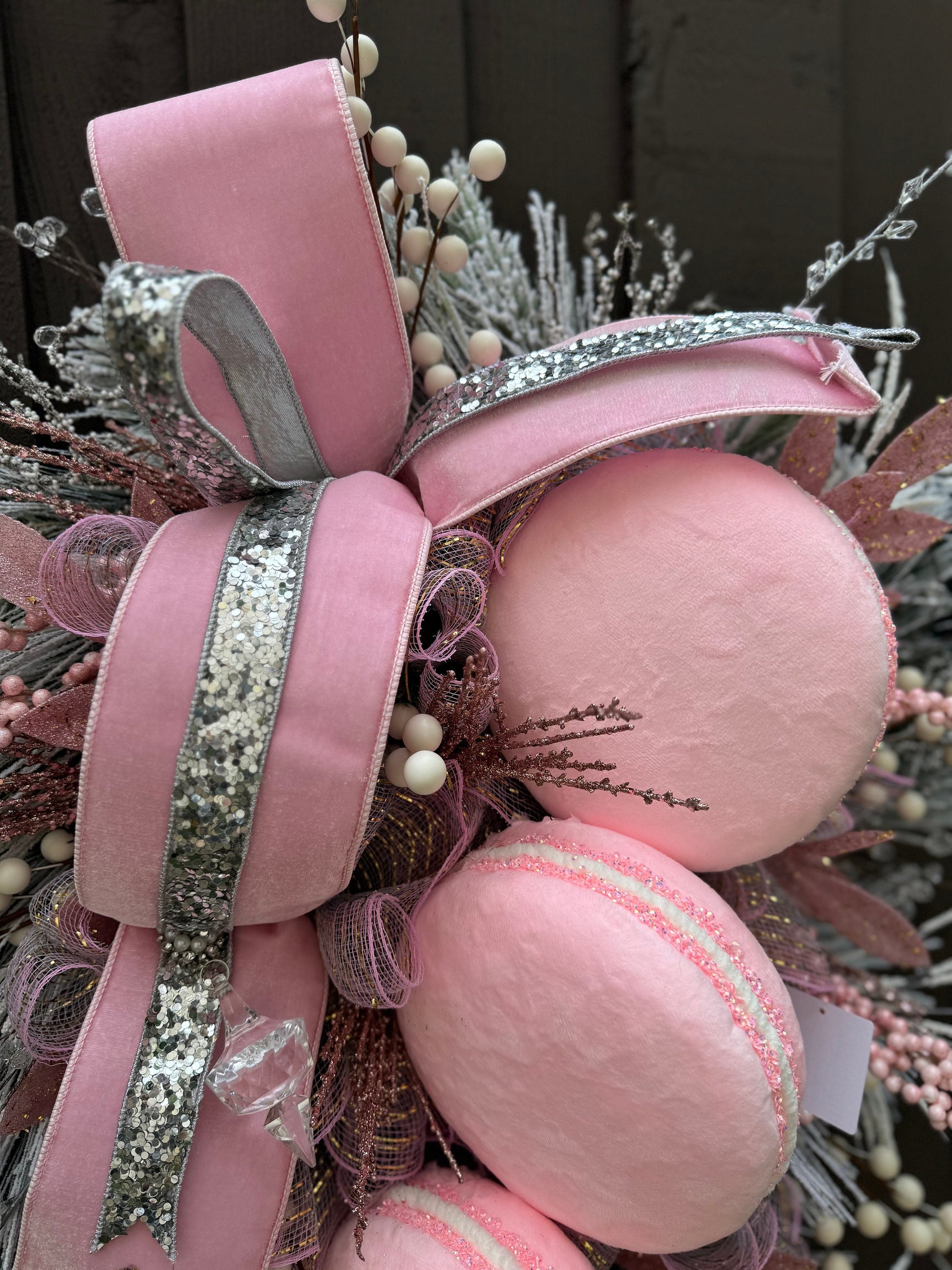 Pink Winter XL Wreath Glam Jewel Ornament wreath Pastel Candy Holiday wreath. Elegant Holiday decor Winter Door Decor Candyland Decor