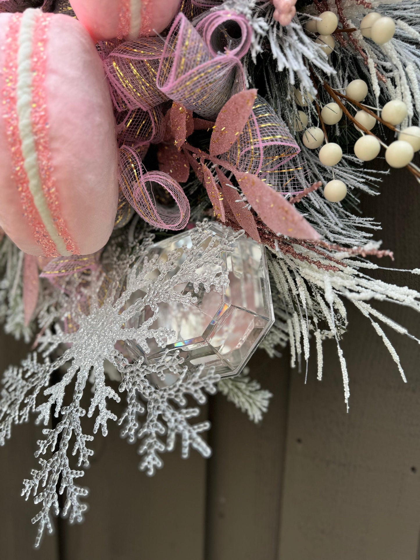 Pink Winter XL Wreath Glam Jewel Ornament wreath Pastel Candy Holiday wreath. Elegant Holiday decor Winter Door Decor Candyland Decor