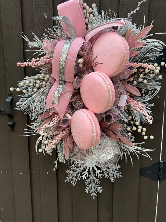 Pink Winter XL Wreath Glam Jewel Ornament wreath Pastel Candy Holiday wreath. Elegant Holiday decor Winter Door Decor Candyland Decor