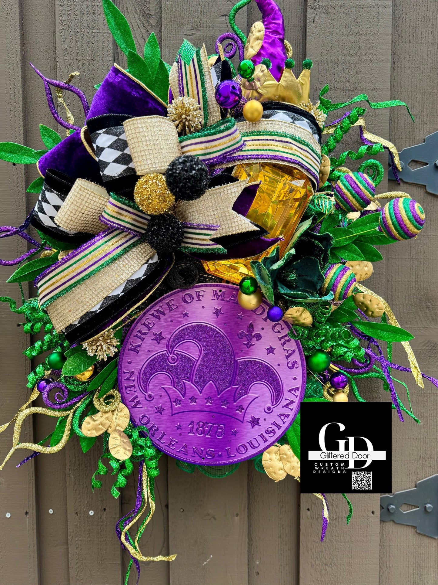 Mardi Gras wreath Purple gold and green elegant wreath Designer Ribbon Holiday wreath Holiday decor winter wreath for front door