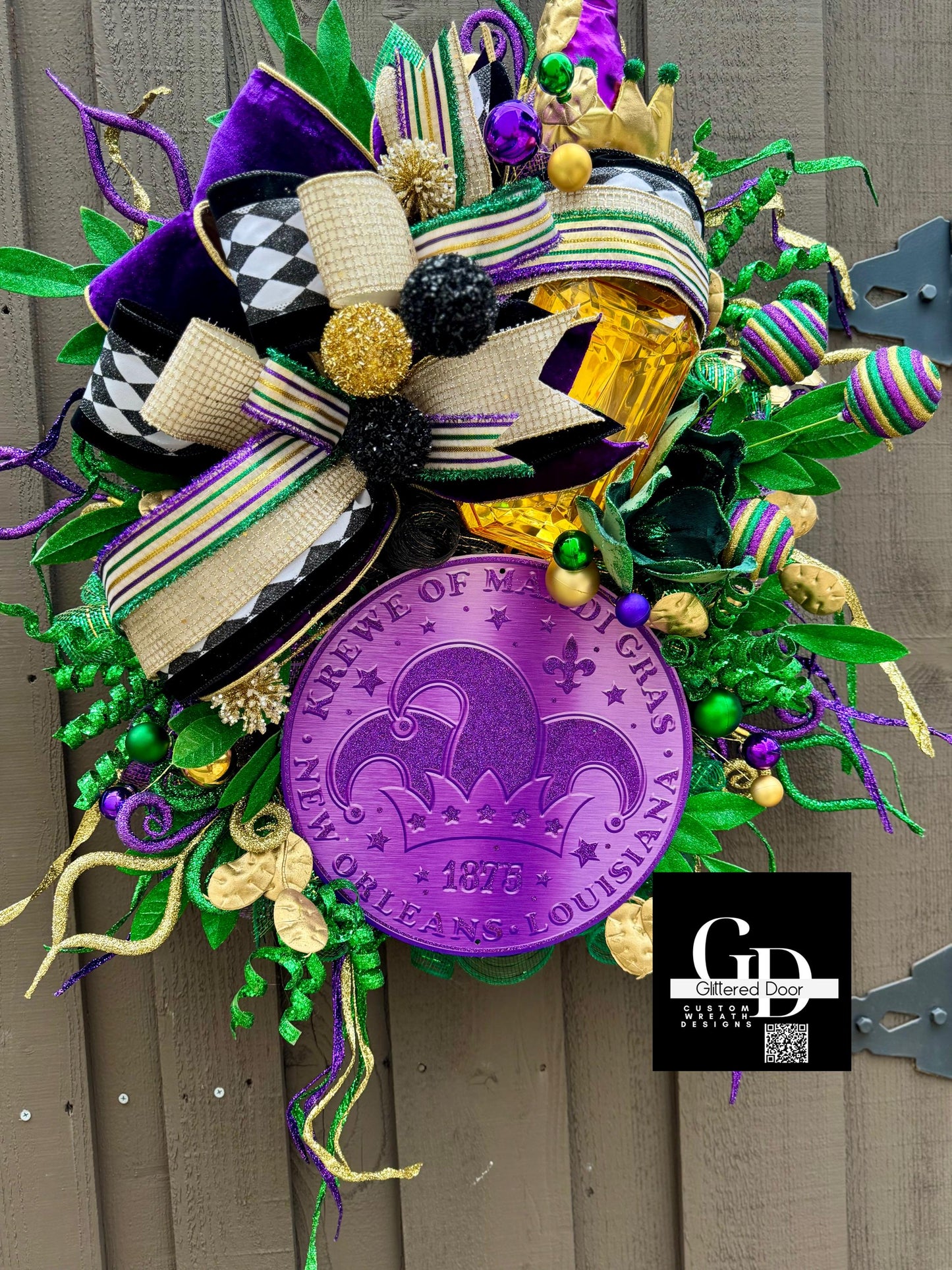 Mardi Gras wreath Purple gold and green elegant wreath Designer Ribbon Holiday wreath Holiday decor winter wreath for front door