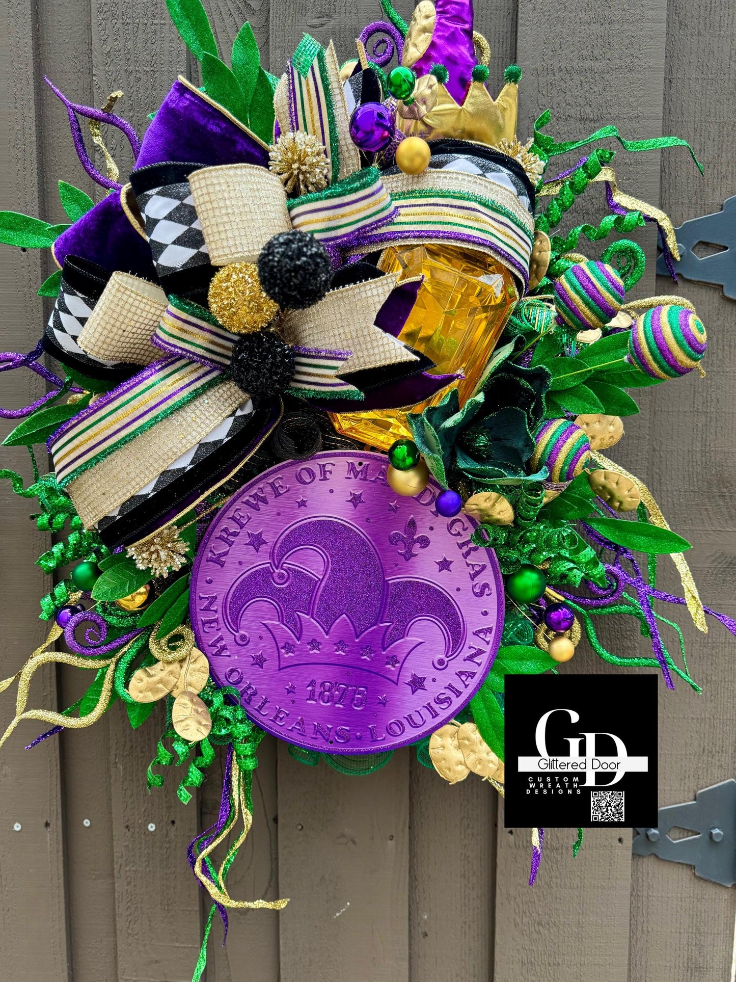 Mardi Gras wreath Purple gold and green elegant wreath Designer Ribbon Holiday wreath Holiday decor winter wreath for front door