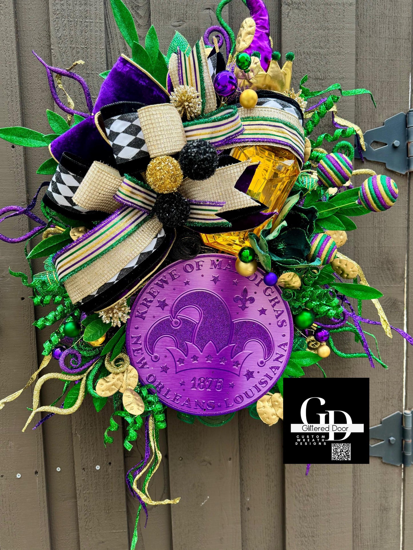 Mardi Gras wreath Purple gold and green elegant wreath Designer Ribbon Holiday wreath Holiday decor winter wreath for front door