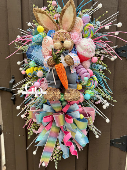 Easter/Spring Bunny Swag Wreath Front Door Wreath Spring Decor Xl wreath for door Spring wreath Easter Decor