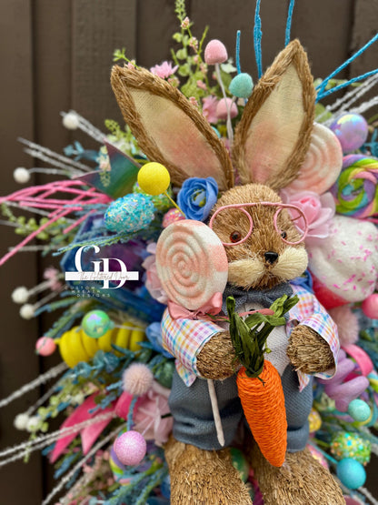 Easter/Spring Bunny Swag Wreath Front Door Wreath Spring Decor Xl wreath for door Spring wreath Easter Decor