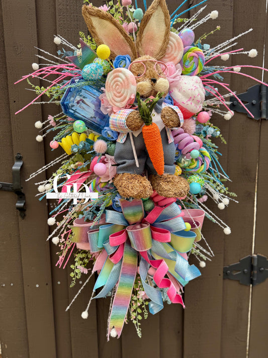 Easter/Spring Bunny Swag Wreath Front Door Wreath Spring Decor Xl wreath for door Spring wreath Easter Decor
