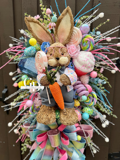 Easter/Spring Bunny Swag Wreath Front Door Wreath Spring Decor Xl wreath for door Spring wreath Easter Decor