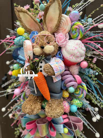 Easter/Spring Bunny Swag Wreath Front Door Wreath Spring Decor Xl wreath for door Spring wreath Easter Decor
