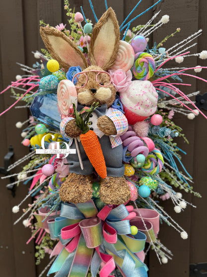 Easter/Spring Bunny Swag Wreath Front Door Wreath Spring Decor Xl wreath for door Spring wreath Easter Decor