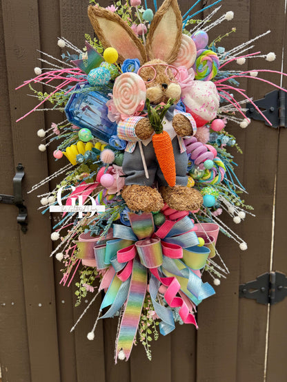 Easter/Spring Bunny Swag Wreath Front Door Wreath Spring Decor Xl wreath for door Spring wreath Easter Decor