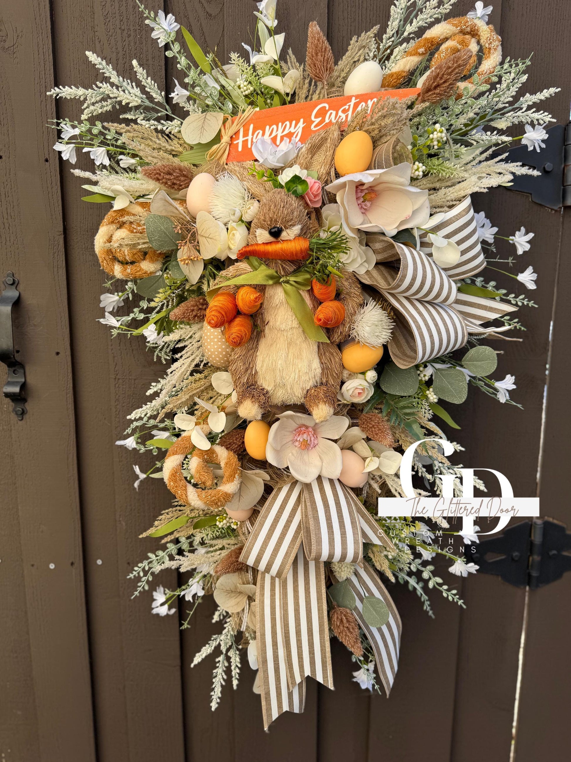 Easter/Spring Bunny Swag Wreath Nuetral Tones. Spring Decor xl wreath Front Porch Easter Decor