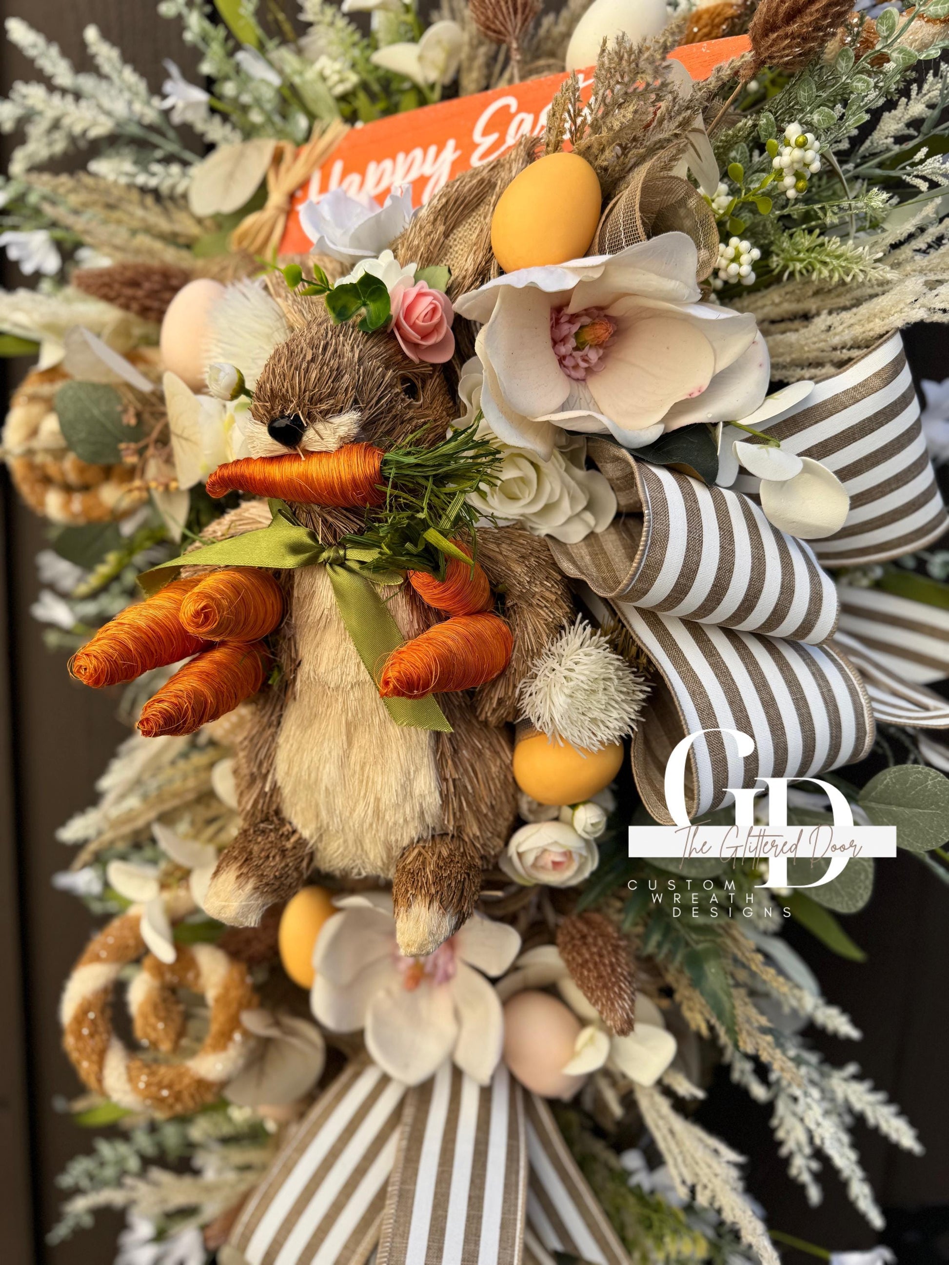 Easter/Spring Bunny Swag Wreath Nuetral Tones. Spring Decor xl wreath Front Porch Easter Decor