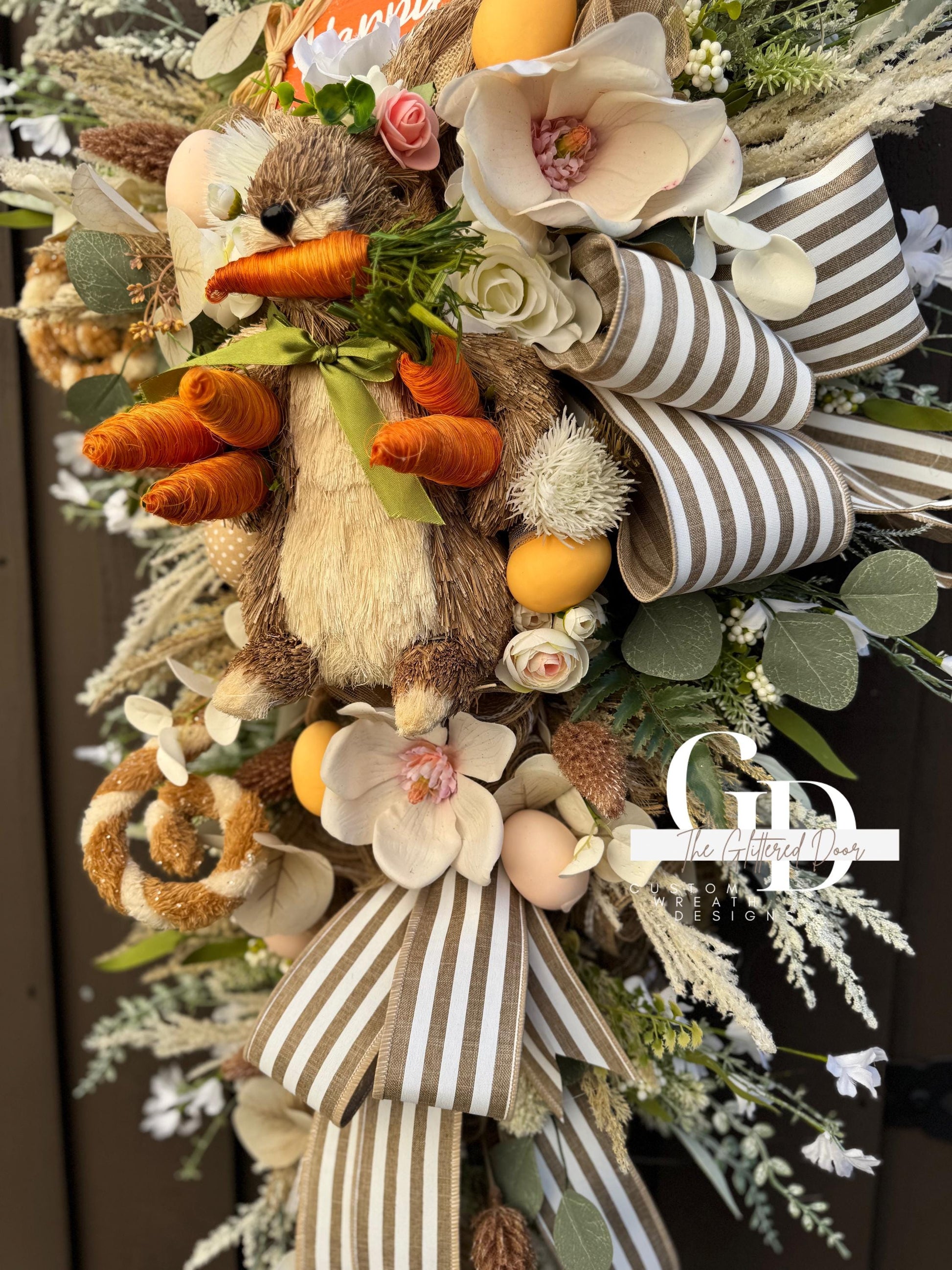 Easter/Spring Bunny Swag Wreath Nuetral Tones. Spring Decor xl wreath Front Porch Easter Decor