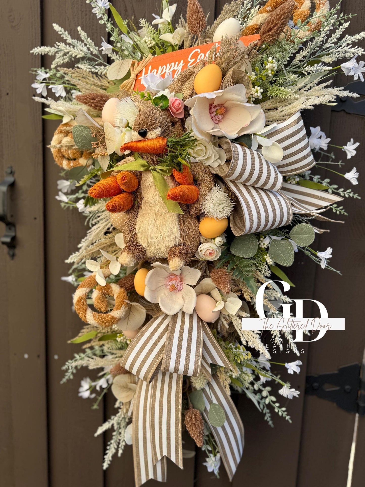 Easter/Spring Bunny Swag Wreath Nuetral Tones. Spring Decor xl wreath Front Porch Easter Decor