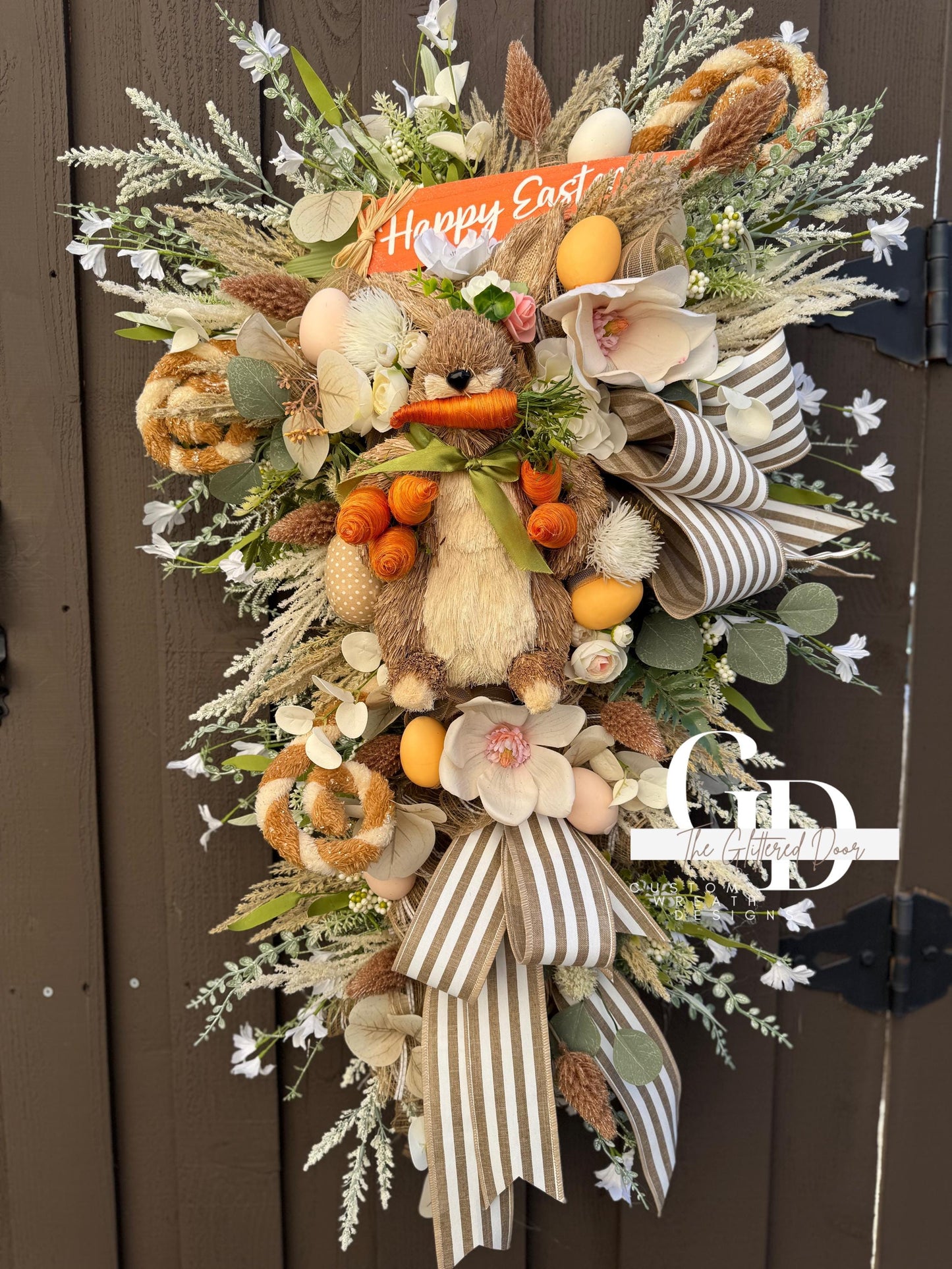 Easter/Spring Bunny Swag Wreath Nuetral Tones. Spring Decor xl wreath Front Porch Easter Decor