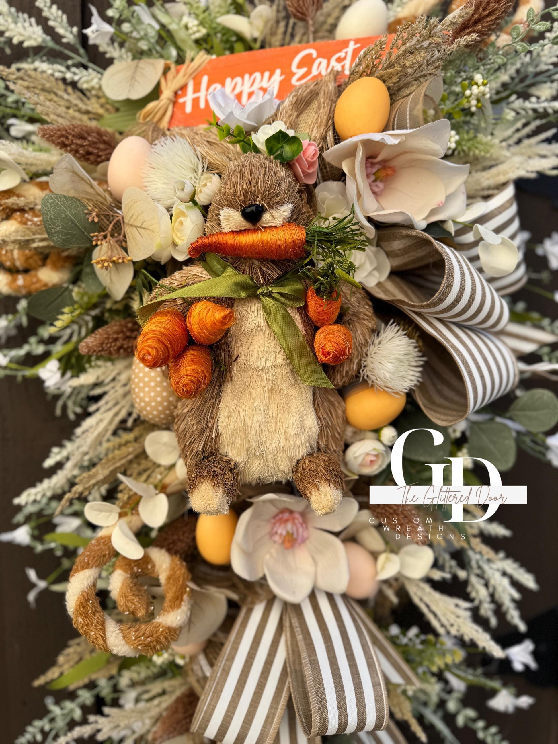 Easter/Spring Bunny Swag Wreath Nuetral Tones. Spring Decor xl wreath Front Porch Easter Decor