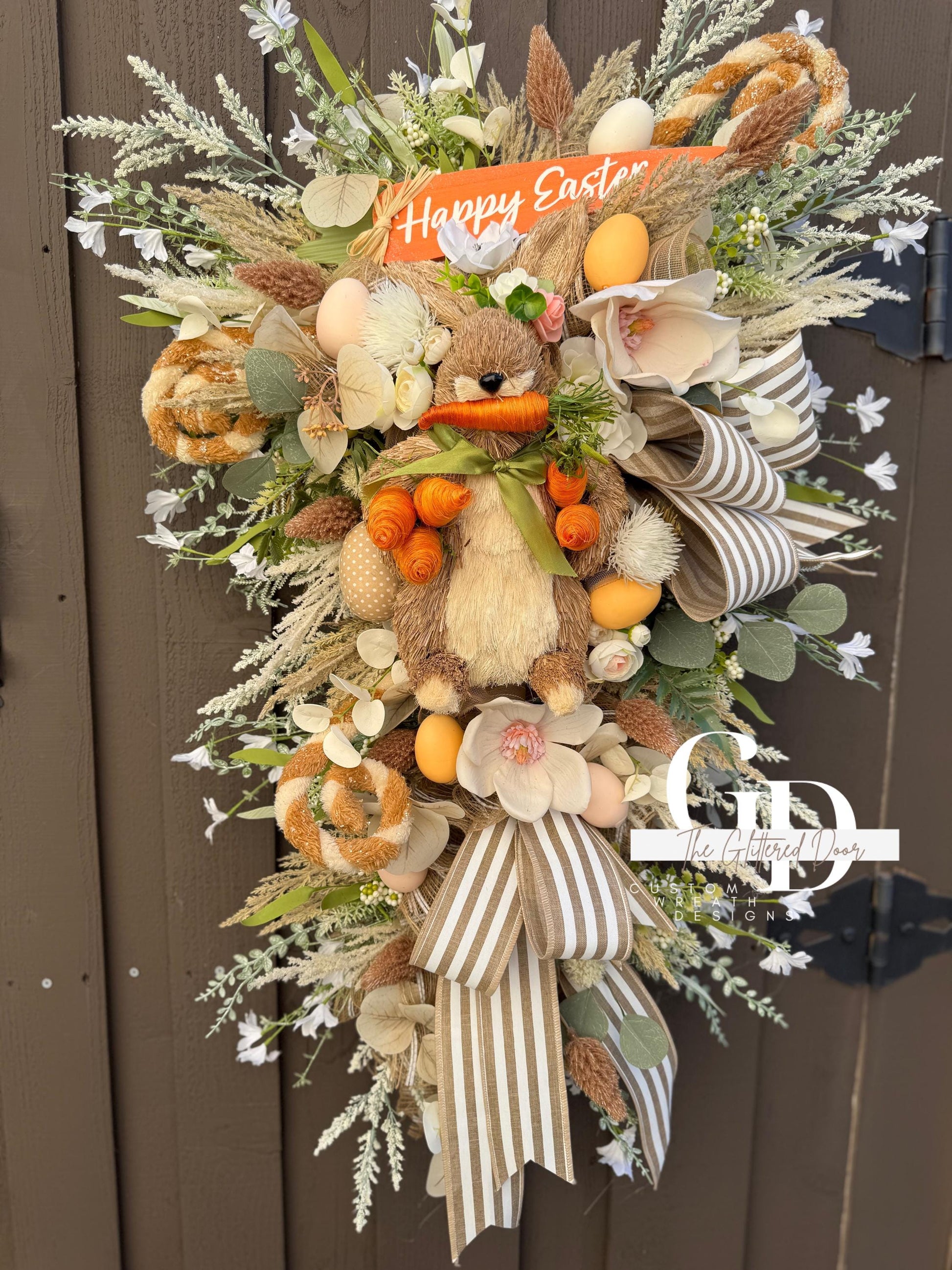 Easter/Spring Bunny Swag Wreath Nuetral Tones. Spring Decor xl wreath Front Porch Easter Decor