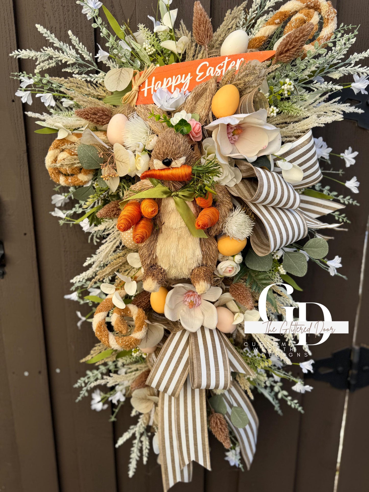 Easter/Spring Bunny Swag Wreath Nuetral Tones. Spring Decor xl wreath Front Porch Easter Decor