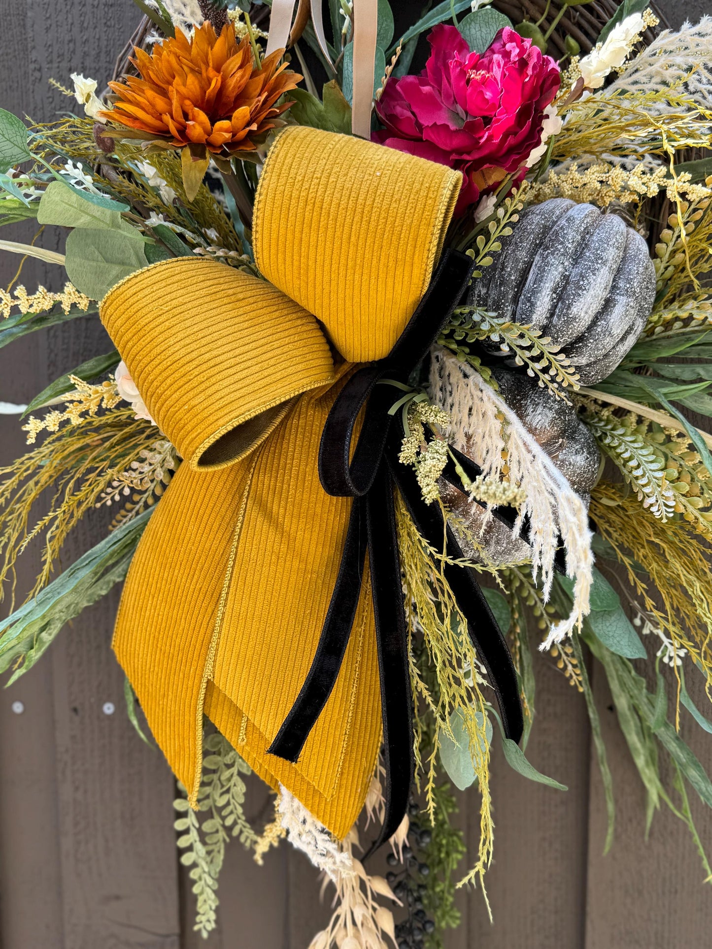 Custom Front Door Fall Wreath Made to Order Front door fall decor Pumpkin decor Outdoor wreath Autumn wreath Elegant Grapevine wreath