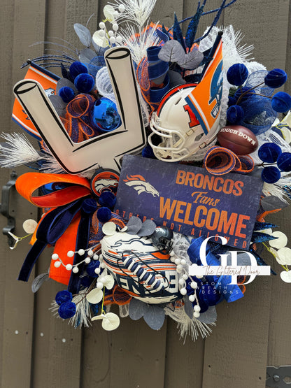 Custom Football Team Wreath - NFL NCAA Fall Football Wreath for Your Home Decor