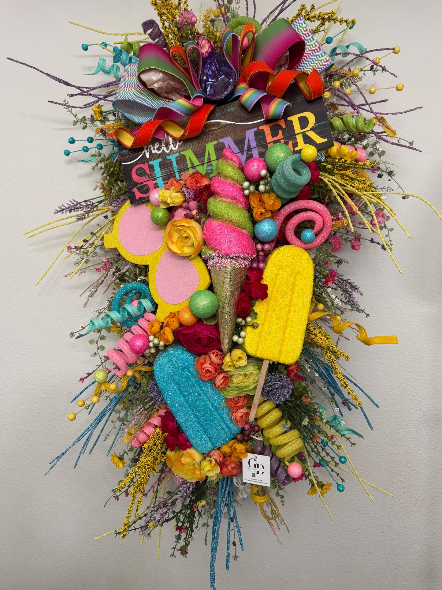 Oversized Summer Wreath Custom Front Door wreath Popsicle Ice cream Summer Party Decor Pool party decor Kids Party Decor Tropical wreath