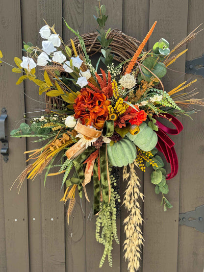 Custom Front Door Fall Wreath Made to Order Front door fall decor Pumpkin decor Outdoor wreath Autumn wreath Elegant Grapevine wreath