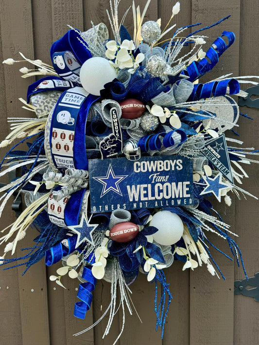 Custom Football Wreath College NFL team wreath NCAA Wreath Made to Order Dallas Cowboys decor Kansas City Chiefs Decor Football party decor
