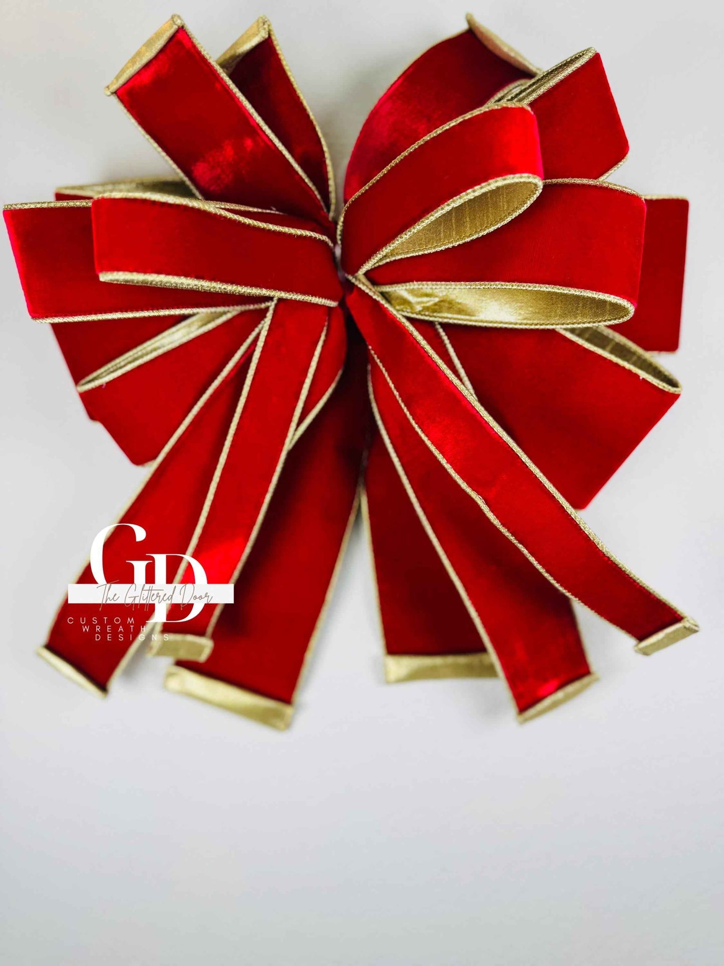 Handmade bows with designer ribbon. Christmas Bows. Bows for decorating. Luxury Holiday Tree Topper bows.