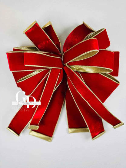 Handmade bows with designer ribbon. Christmas Bows. Bows for decorating. Luxury Holiday Tree Topper bows.