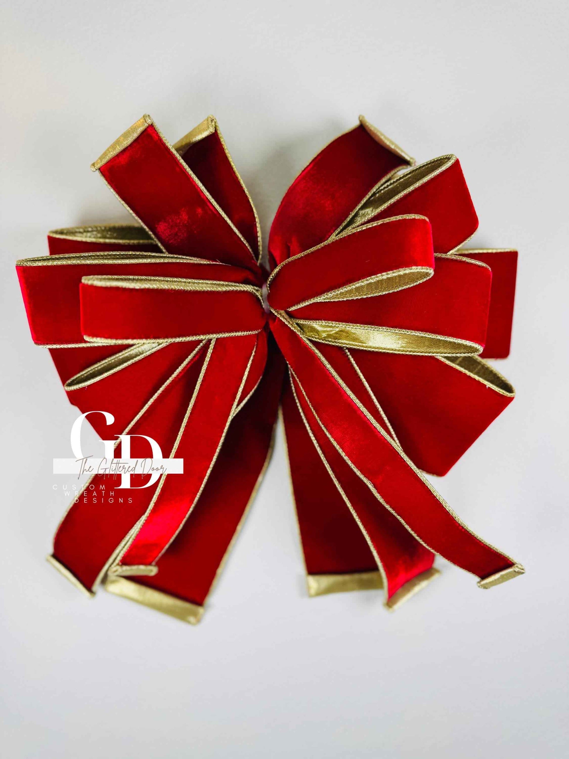 Handmade bows with designer ribbon. Christmas Bows. Bows for decorating. Luxury Holiday Tree Topper bows.