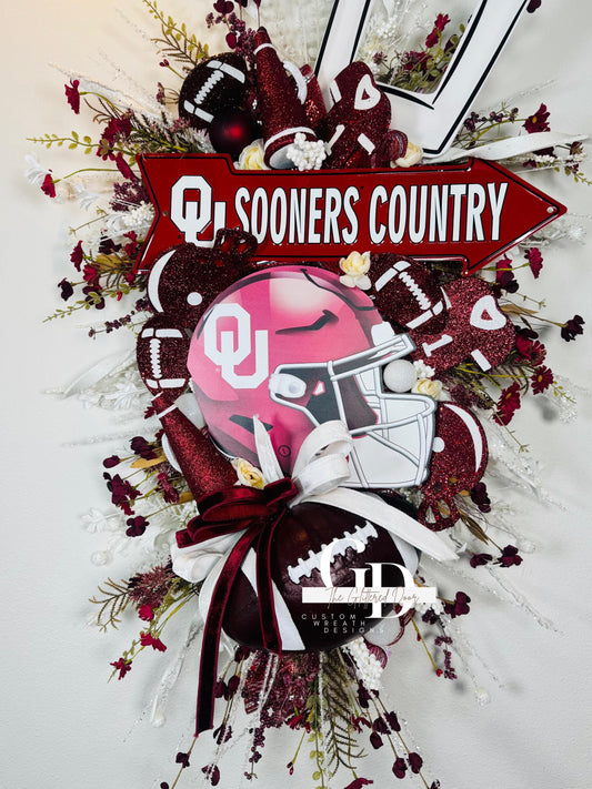Custom Football Wreath College NFL team wreath NCAA Wreath Made to Order Dallas Cowboys decor Kansas City Chiefs Decor Football party decor
