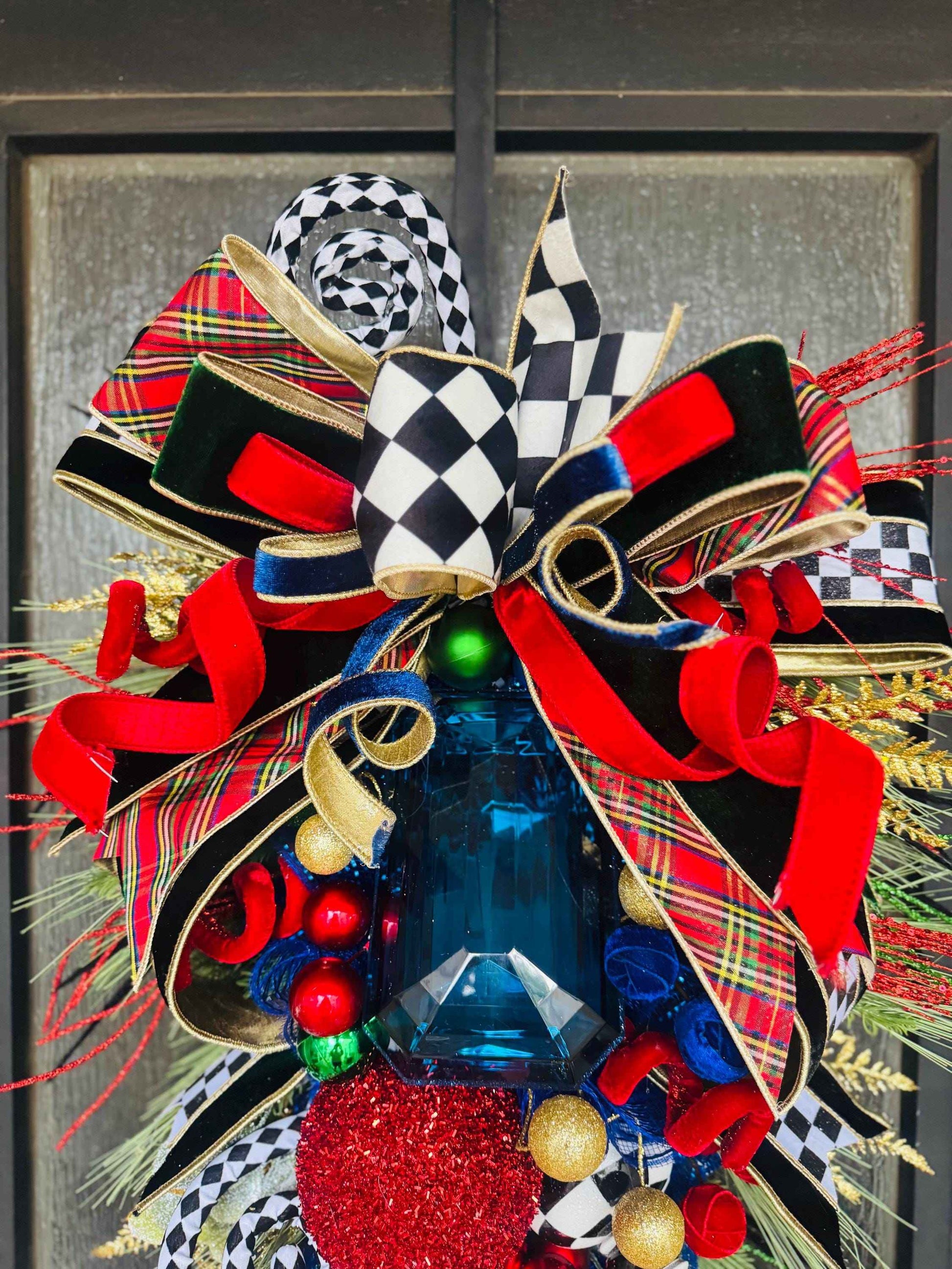 Handmade bows with designer ribbon. Christmas Bows. Bows for decorating. Luxury Holiday Tree Topper bows.