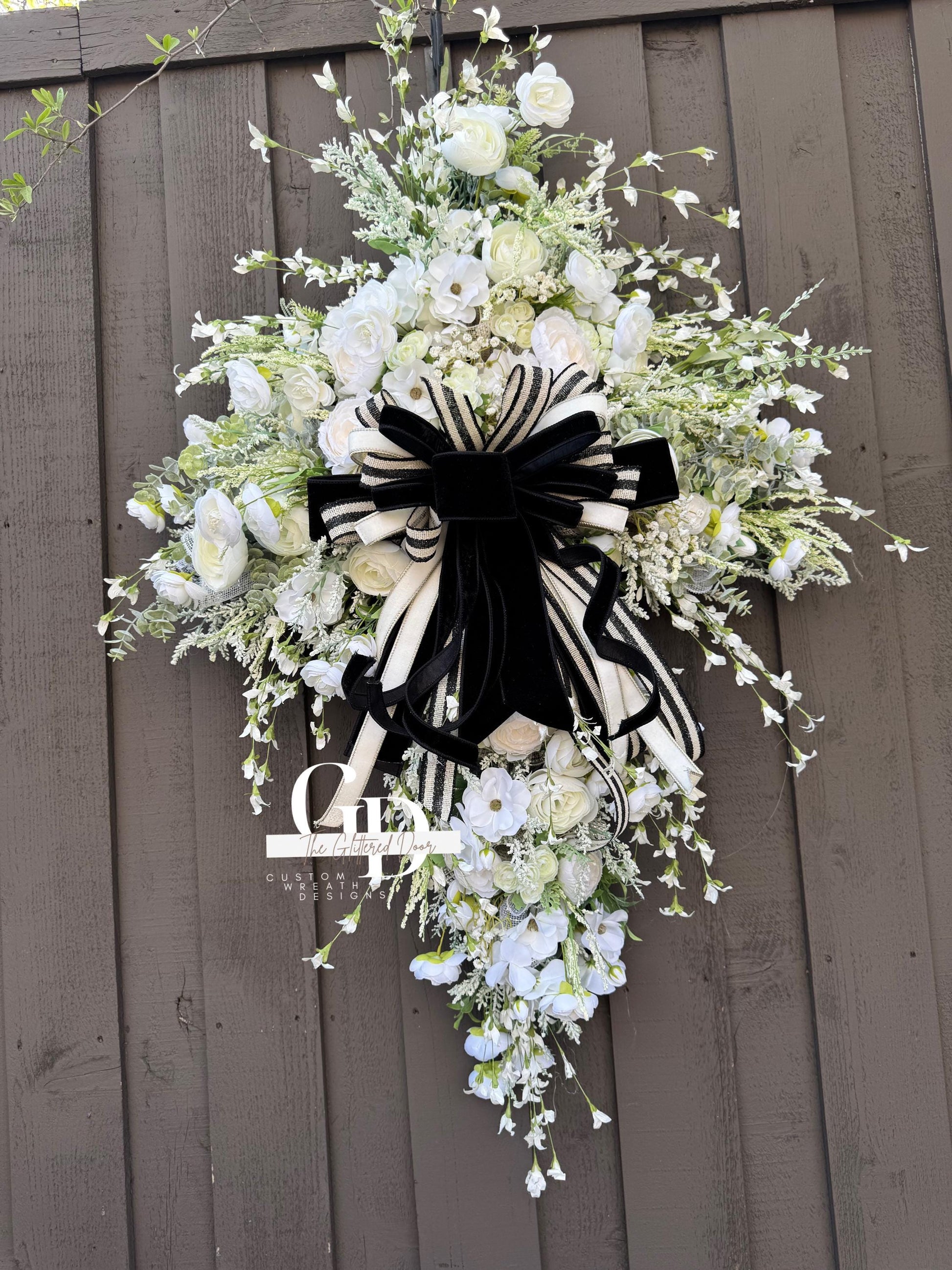 Easter Swag Cross Wreath Oversized cross shaped floral wreath Elegant Religous Decor for front door Easter Decor Christian gifts